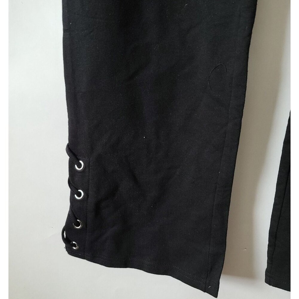 St Johns Bay Womens Leggings XXL Black/Orange Slim Leg Terry Lined Lace Up Ankle - Picture 5 of 6